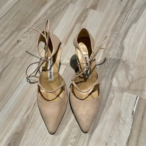 Manolo Blahnik blush lace up heels size 36 - Picture 3 of 7